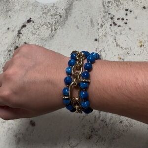 Blue Beaded Bracelet Trio